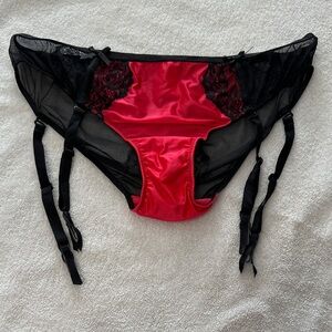 Victoria's Secret Red and Black Lace Panties
